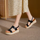 Platform Straw Sandals With Arch Support