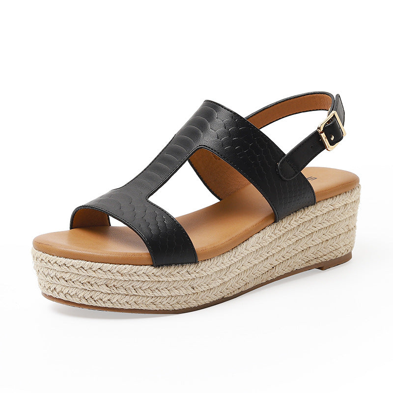 Platform Straw Sandals With Arch Support