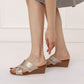 Platform Wedge Peep-Toe Cross Sandals