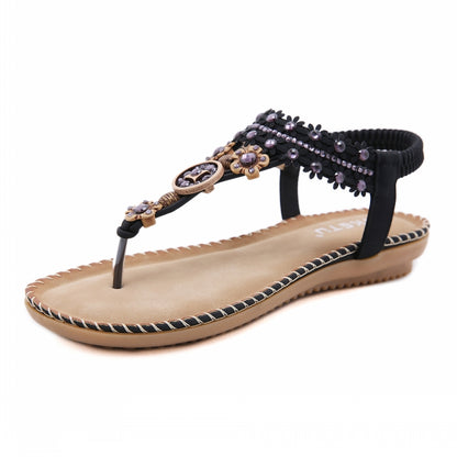 Retro Bohemian Beaded Slingback Sandals