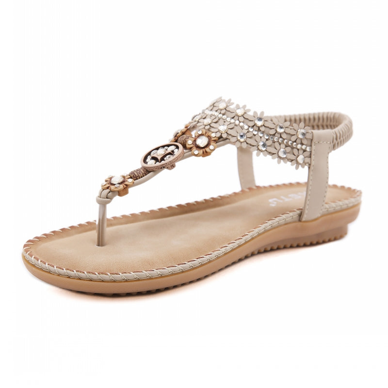 Retro Bohemian Beaded Slingback Sandals