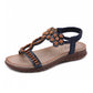 Retro Soft Sole Sandals With Beaded Rhinestones