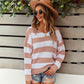 Round Neck Striped Loose Pullover Sweater