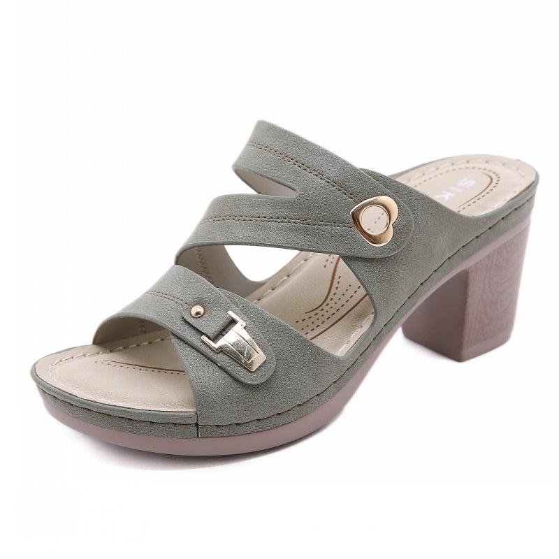 Slide Block Heeled Sandals for Ladies