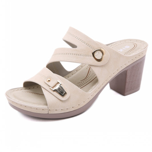 Slide Block Heeled Sandals for Ladies