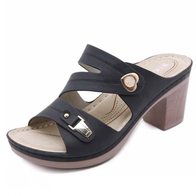 Slide Block Heeled Sandals for Ladies