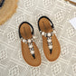 Slingback Flip Flops With Pearl Rhinestones