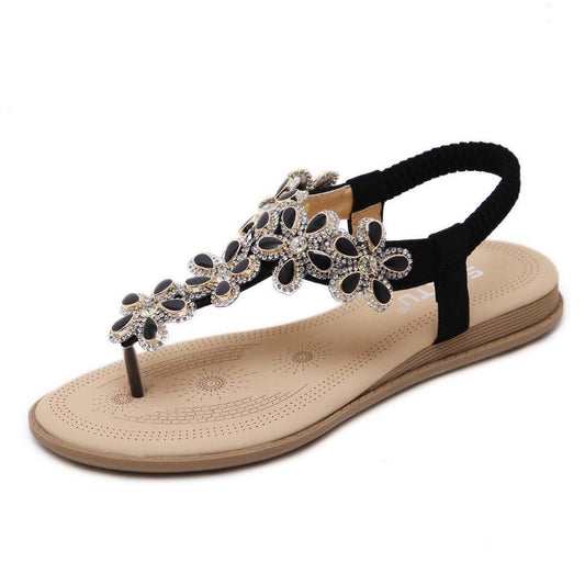 Sparkly Rhinestone Flat Flip Flop Sandals