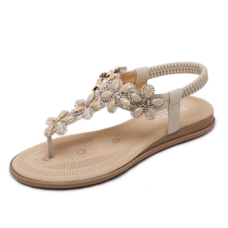 Sparkly Rhinestone Flat Flip Flop Sandals