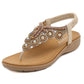 Sparkly Rhinestone Low Wedge Heel Sandals