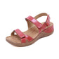 Summer Wedges Open Toe Comfy Walking Sandals Red