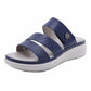 Three-Band Slide Sandal With Metal Button