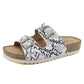 Two Band Snake Pattern Slip-on Cork Sandals