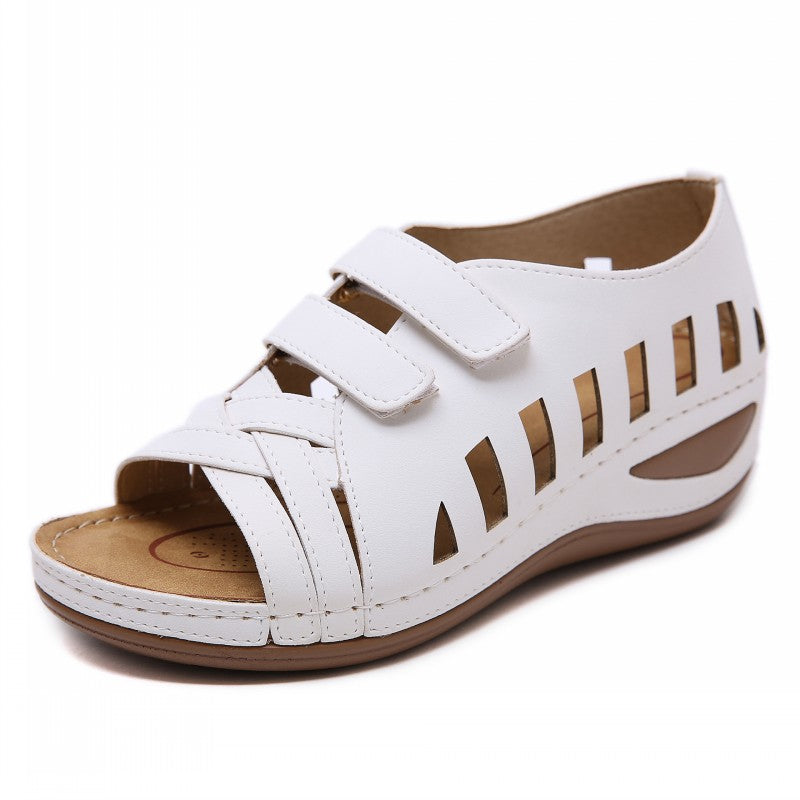 Velcro Wedge Casual Summer Shoes White