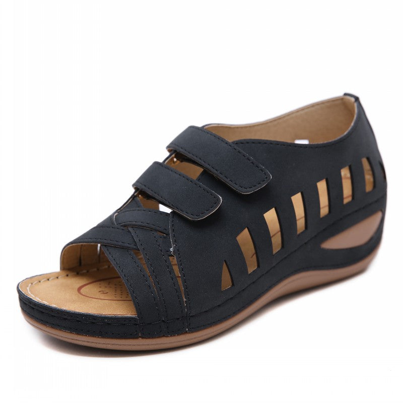 Velcro Wedge Casual Summer Shoes Black