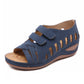 Velcro Wedge Casual Summer Shoes Blue