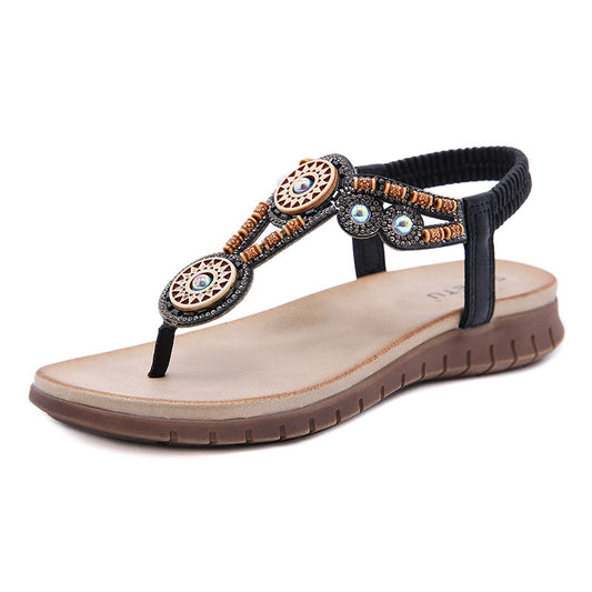 Vintage Beaded Rhinestone Comfy Sandals