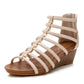 Wedge Gladiator Sandals With Vintage Cutout