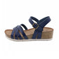 Cork Multiple Straps Navy Wedge Heeled Sandals