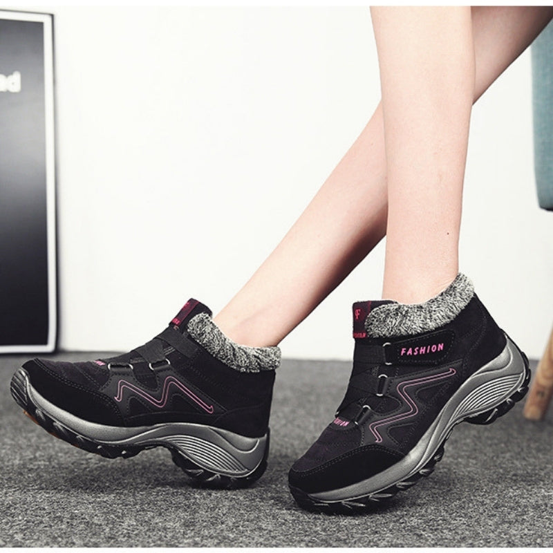 Women's Fur Lined Platform Sneaker Walking Bootie