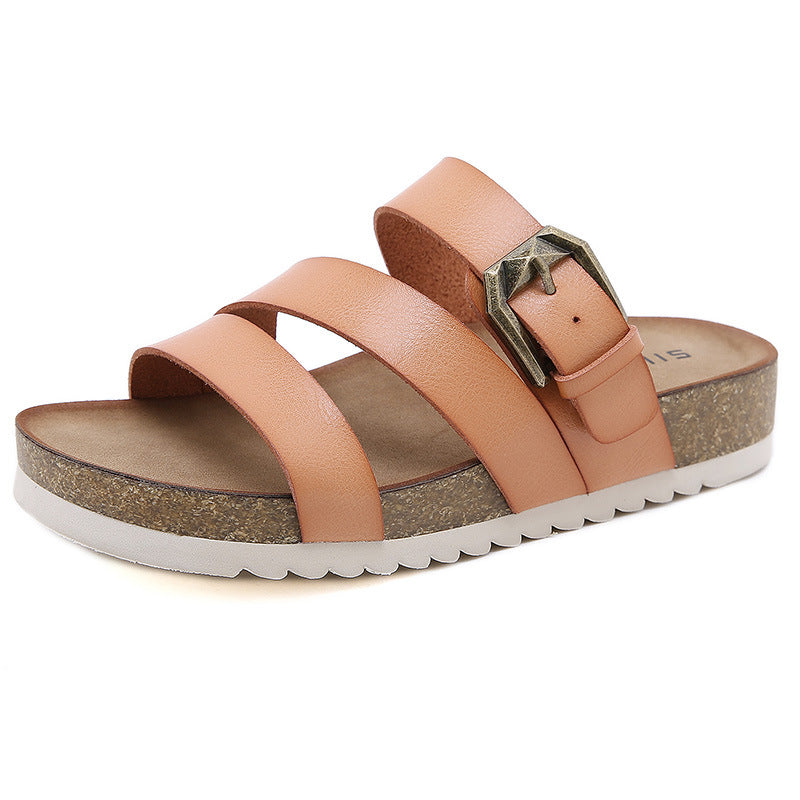Women's Platform Cork Slide Sandals