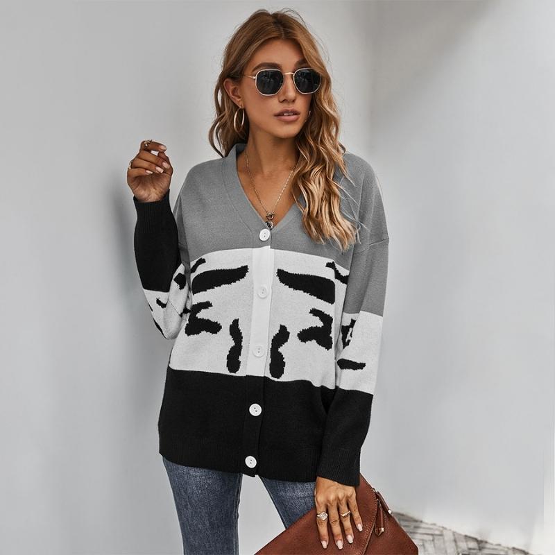 Women's Relaxed Tricolor Knit Cardigan