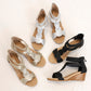 Women's Wedge Sandals With Zipper on Back