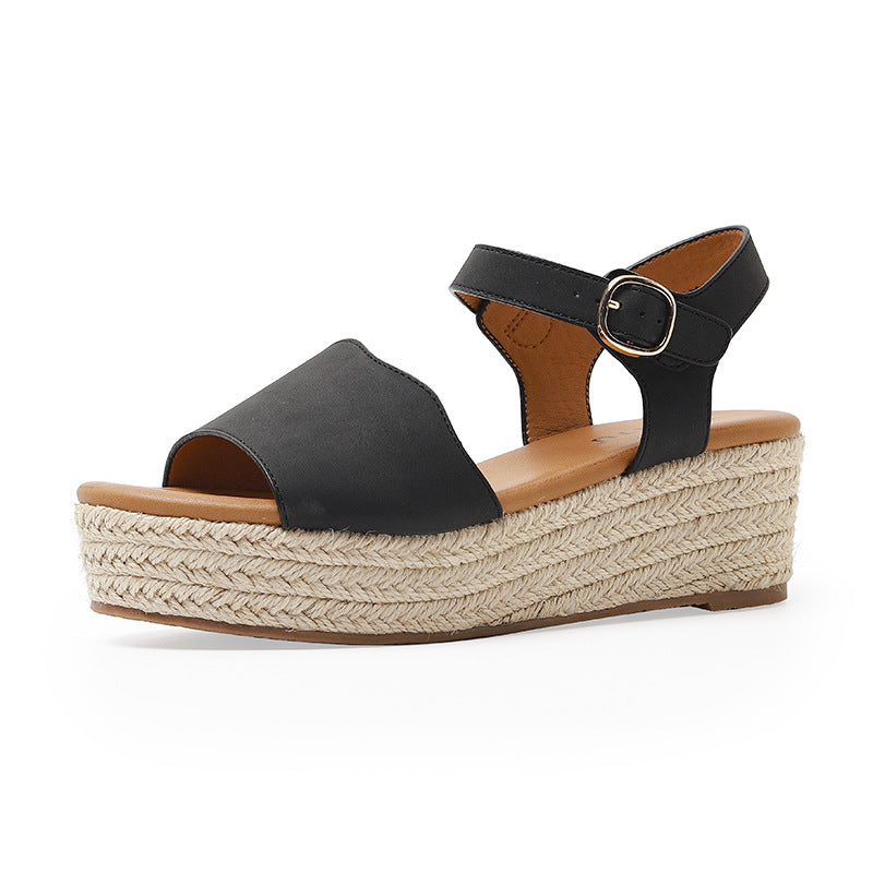 Women's Platform Straw Espadrille Sandals