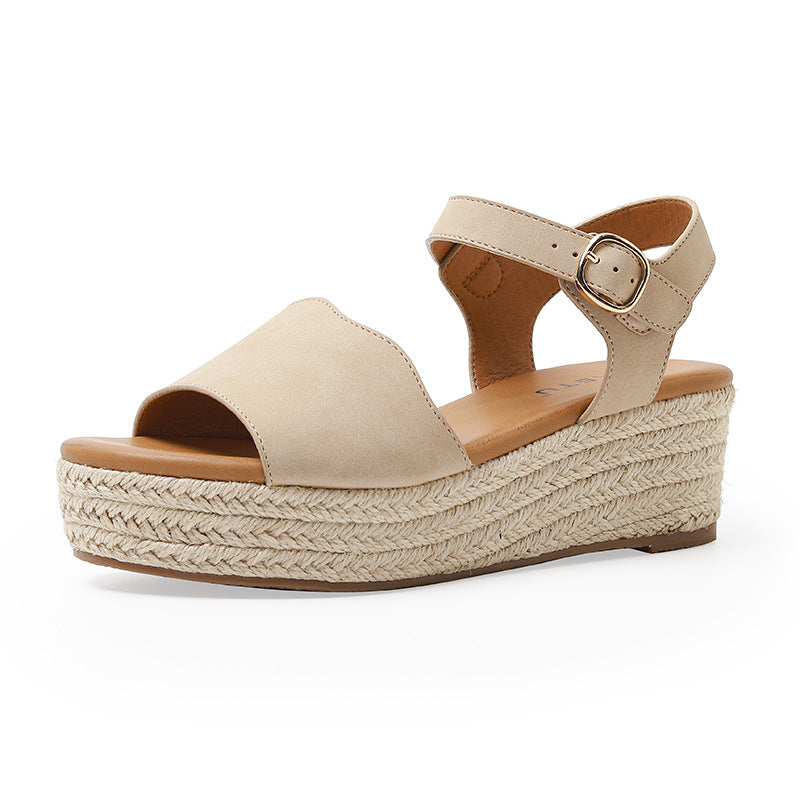 Women's Platform Straw Espadrille Sandals