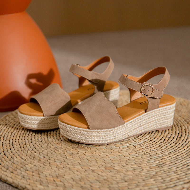 Women's Platform Straw Espadrille Sandals