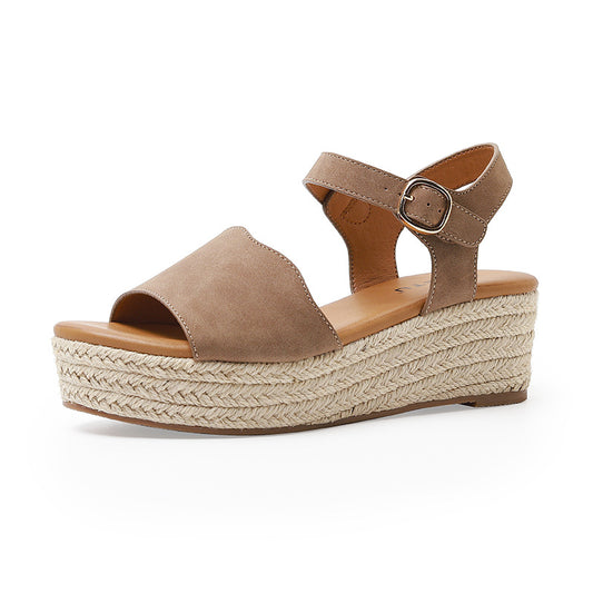 Women's Platform Straw Espadrille Sandals