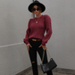 Ladies Balloon Sleeve Crew Neck Knitted Jumper