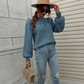 Ladies Balloon Sleeve Crew Neck Knitted Jumper