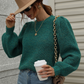 Ladies Balloon Sleeve Crew Neck Knitted Jumper