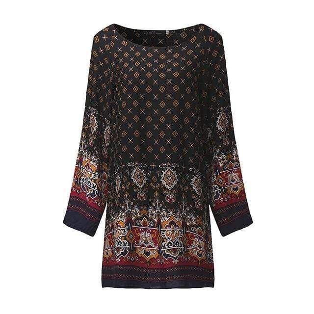 Boho Long Sleeve Print Dress