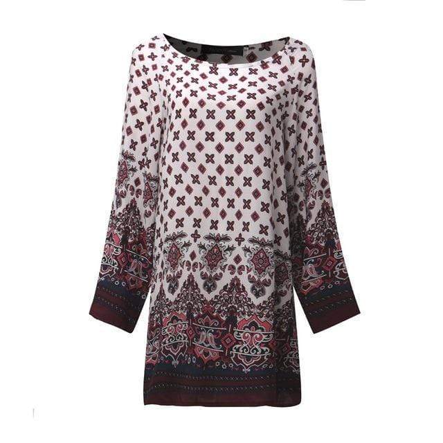 Boho Long Sleeve Print Dress