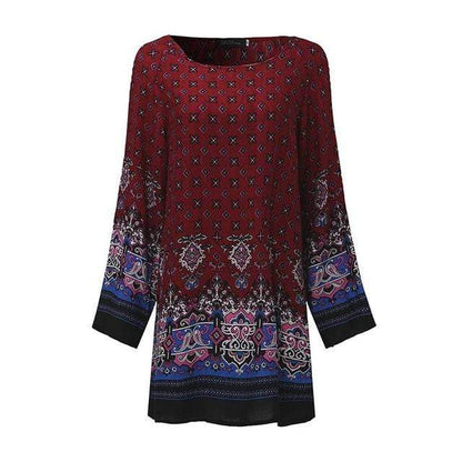 Boho Long Sleeve Print Dress