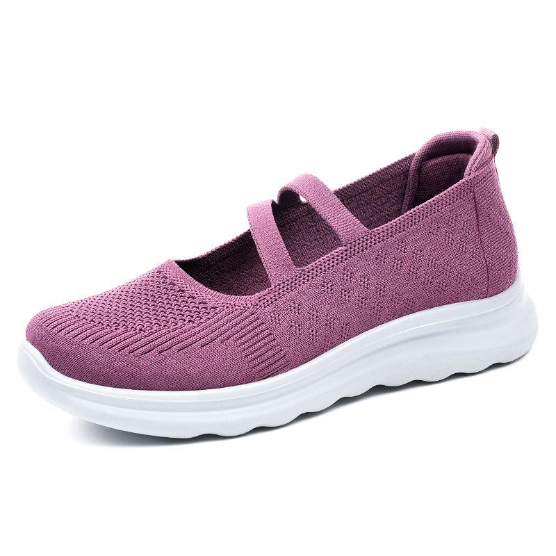 Casual Buckle Mesh Flyknit Shoes For Mom