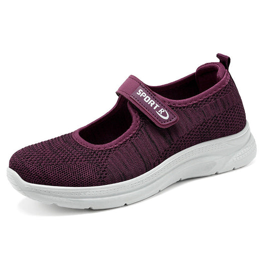 Velcro Knit Womens Mary Jane Casual Flats