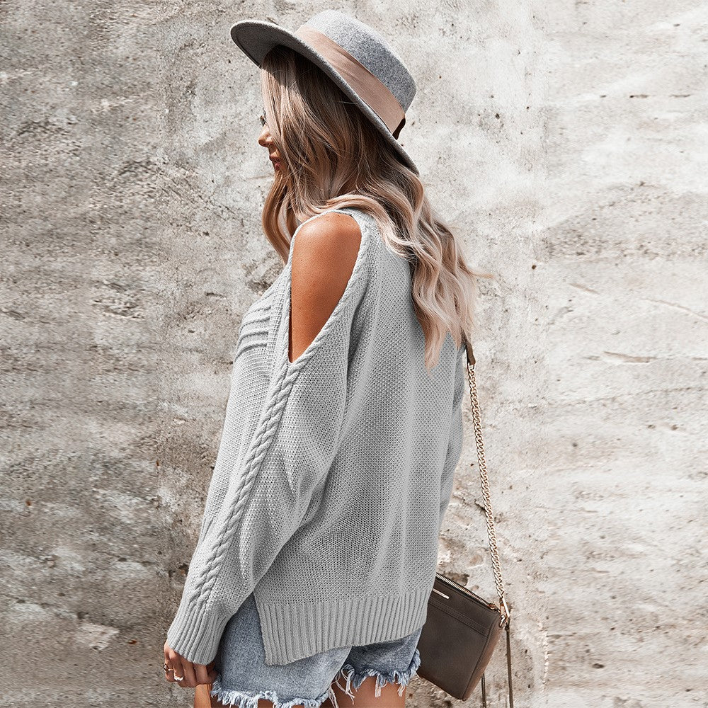 Casual Off Shoulder Long Sleeve Sweaters