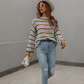 Crew Neck Colorful Striped Sweater Jumper