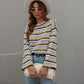 Crew Neck Colorful Striped Sweater Jumper