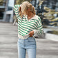 Lapel Striped Long Sleeve Sweater
