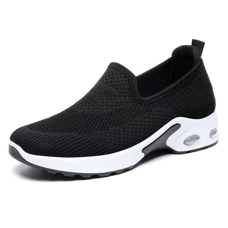 Lightweight Round Toe Pump Fly Knit Sneakers