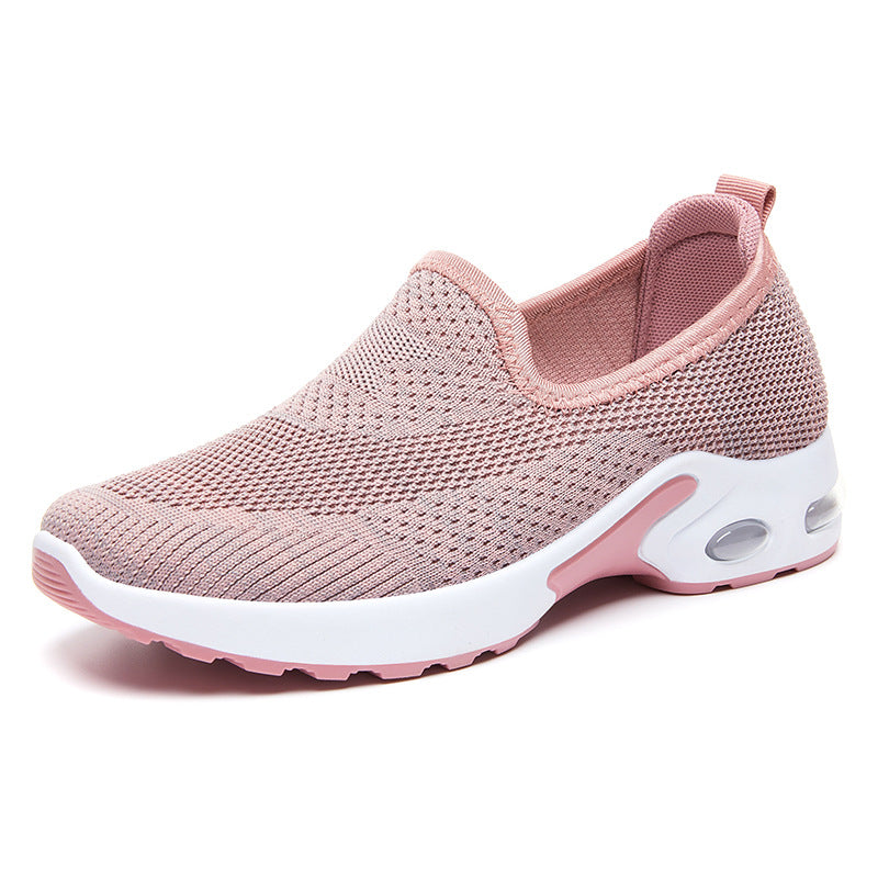 Lightweight Round Toe Pump Fly Knit Sneakers