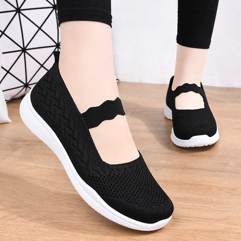 Lightweight Solid Flat Flying Knit Shoes