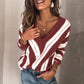 Striped V-neck Long Sleeve Knit Jumper Sweater