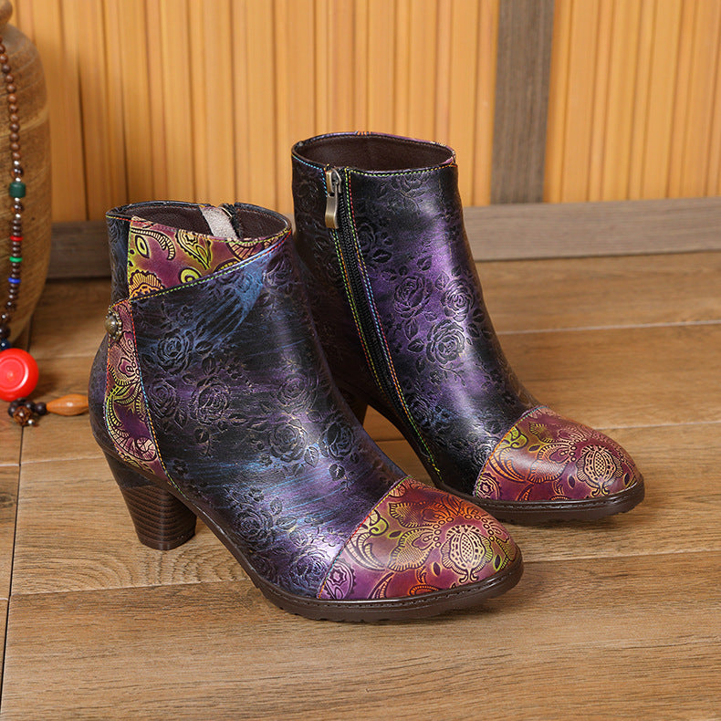 Vintage Handmade Rosy Ankle Boots