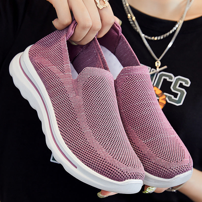 Round Toe Slip On Knitted Walking Shoes