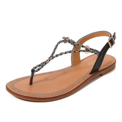 Slingback Sandals With Braided Straps And Buckles